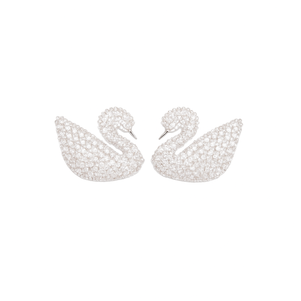 Brincos Cisne Imperial Banhados em Prata