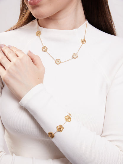 Kit Trevo Gold: Colar, Pulseira e Brinco - Banhado em Ouro 18k