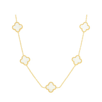 Colar de Trevo Branco Banhado em Ouro 18k