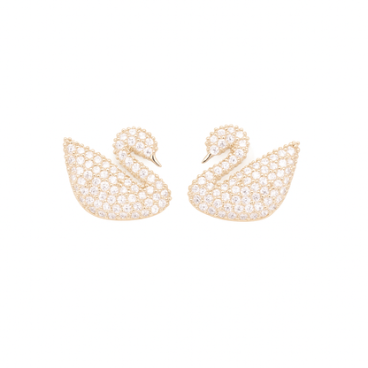 Brincos Cisne Imperial Banhados em Ouro 18k